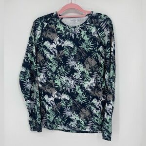 Reel Life Women's Leaf Pattern Shirt - Mint, Navy, White and Gray Size XL